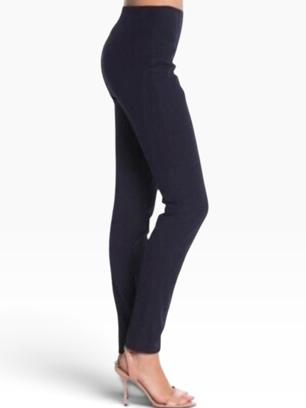Tory Burch "Maude" Navy Blue Stretch Side Zipper Leggings 0